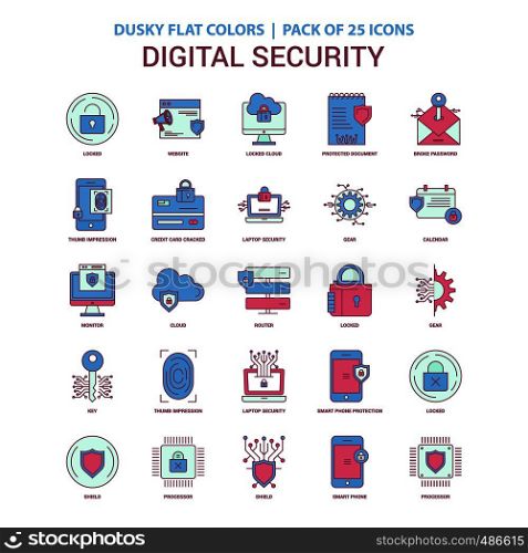 Digital Security icon Dusky Flat color - Vintage 25 Icon Pack