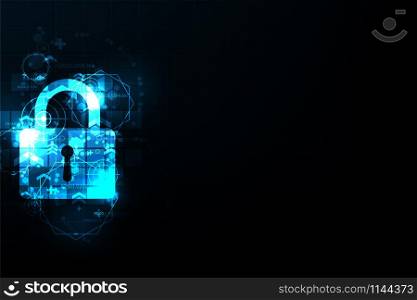 Digital security on a dark blue background.