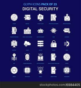 Digital Security White icon over Blue background. 25 Icon Pack
