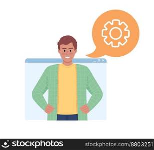 Digital service specialist flat concept vector illustration. Help with set up. Editable 2D cartoon character on white for web design. Optimization creative idea for website, mobile, presentation. Digital service specialist flat concept vector illustration