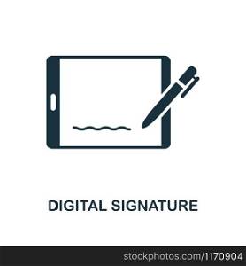 Digital Signature icon. Monochrome style design from blockchain collection. UX and UI. Pixel perfect digital signature icon. For web design, apps, software, printing usage.. Digital Signature icon. Monochrome style design from blockchain icon collection. UI and UX. Pixel perfect digital signature icon. For web design, apps, software, print usage.
