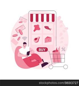 Digital supermarket abstract concept vector illustration. Digital purchase, information technology, online payment, grocery store, mobile retail application, shopping discount abstract metaphor.. Digital supermarket abstract concept vector illustration.