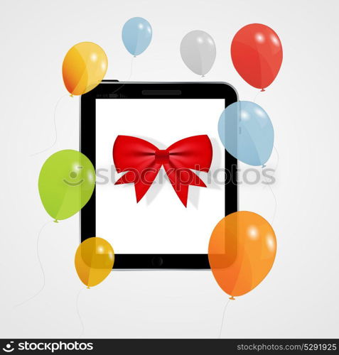 Digital tablet gift. Isolated on Gray Background. vector illustration. Digital tablet gift vector illustration