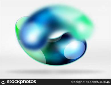 Digital techno abstract background, grey 3d space with glass curvy bubble. Digital techno abstract background, grey 3d space with blue glass curvy bubble. Vector technology abstract background