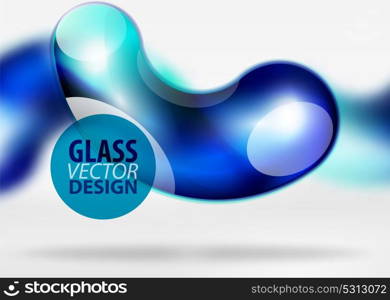 Digital techno abstract background, grey 3d space with glass curvy bubble. Digital techno abstract background, grey 3d space with blue glass curvy bubble. Vector technology abstract background