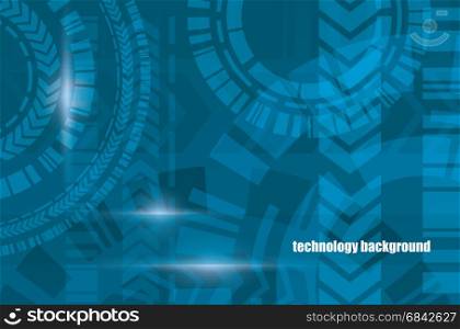 Digital technology abstract blue vector background. Technical gears cyberspace system connection network concept.