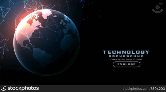 digital technology earth network lines background