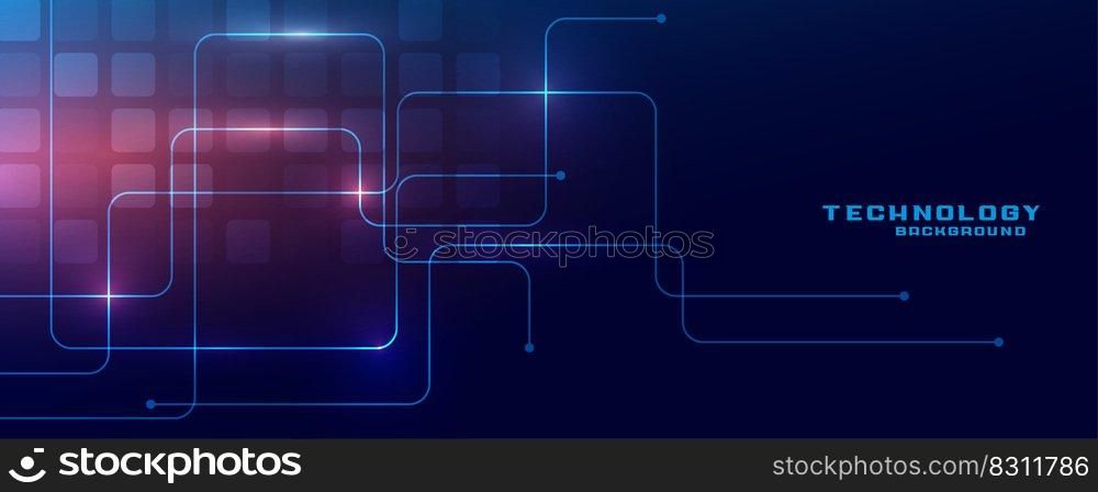 digital technology futuristic banner with circuit lines