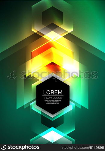 Digital technology glowing arrows. Digital technology glowing arrows, modern geometric abstract background with light effects and place for your message