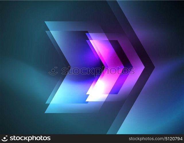 Digital technology glowing arrows. Digital technology glowing blue arrows, modern geometric abstract background with light effects and place for your message