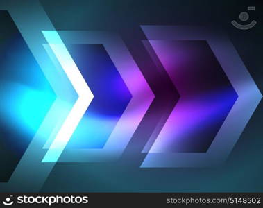 Digital technology glowing arrows. Digital technology glowing blue arrows, modern geometric abstract background with light effects and place for your message