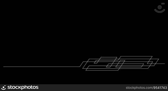 digital technology graphic design element in one line minimal line art for decoration,header,footer,ornament,copy space,etc.
