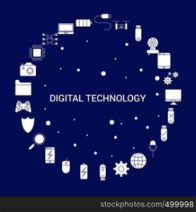 Digital Technology Icon Set. Infographic Vector Template