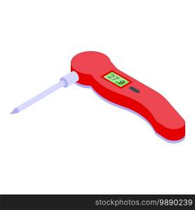 Digital thermometer icon. Isometric of digital thermometer vector icon for web design isolated on white background. Digital thermometer icon, isometric style