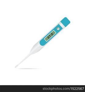 Digital thermometer isolated on white, medical equipment flat style vector illustration.