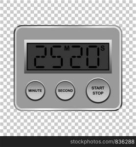 Digital timer mockup. Realistic illustration of digital timer vector mockup for on transparent background. Digital timer mockup, realistic style
