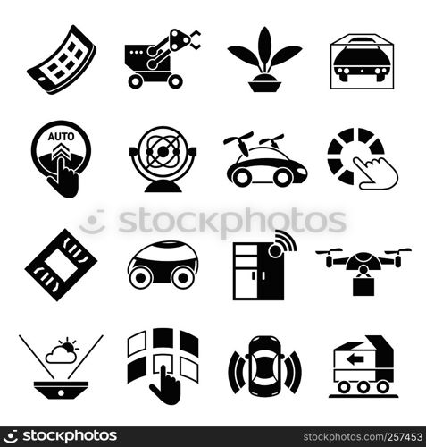 Digital vector autonomous transportation technology icons set infographics