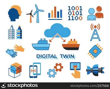 Digital vector digital tween assistant technology icons set infographics