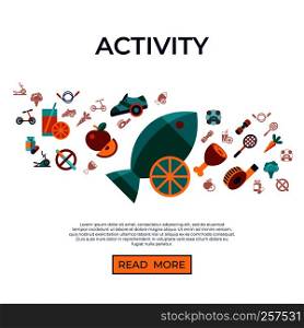 Digital vector healthy activity lifestyle icons set infographics