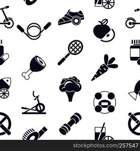 Digital vector healthy activity lifestyle icons set infographics, seamless pattern