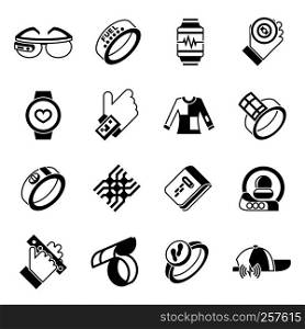 Digital vector wearable technology icons set infographics