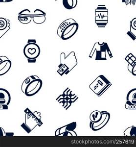Digital vector wearable technology icons set infographics, seamless pattern