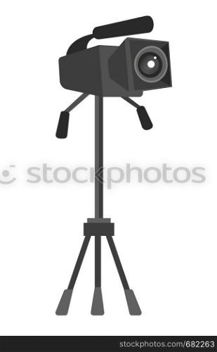 Digital video camera on the tripod vector cartoon illustration isolated on white background.. Video camera on the tripod vector illustration.