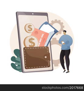 Digital wallet abstract concept vector illustration. Payment technology, digital banking tool, paying system, mobile bank, electronic wallet, shopping instrument, money transfer abstract metaphor.. Digital wallet abstract concept vector illustration.