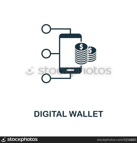 Digital Wallet creative icon. Simple element illustration. Digital Wallet concept symbol design from personal finance collection. Can be used for mobile and web design, apps, software, print.. Digital Wallet icon. Line style icon design from personal finance icon collection. UI. Pictogram of digital wallet icon. Ready to use in web design, apps, software, print.