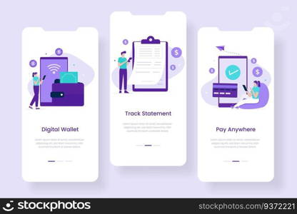 Digital wallet mobile app concept. Illustrations for websites, landing pages, mobile applications, posters and banners