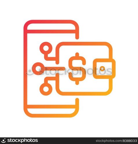 Digital wallet pixel perfect gradient linear vector icon. Online payment tool. Wireless financial transaction. E wallet. Thin line color symbol. Modern style pictogram. Vector isolated outline drawing. Digital wallet pixel perfect gradient linear vector icon