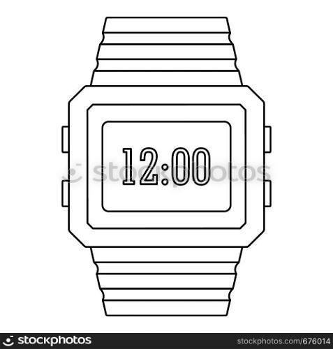 Digital watch icon. Outline illustration of digital watch vector icon for web. Digital watch icon, outline style.