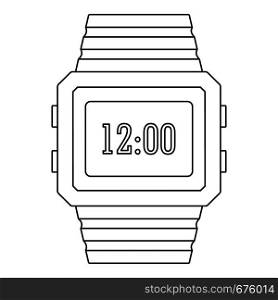 Digital watch icon. Outline illustration of digital watch vector icon for web. Digital watch icon, outline style.