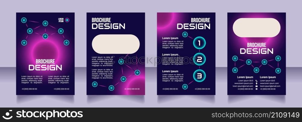 Digitizing business process blank brochure design. Template set with copy space for text. Premade corporate reports collection. Editable 4 paper pages. Bebas Neue, Audiowide, Roboto Light fonts used. Digitizing business process blank brochure design