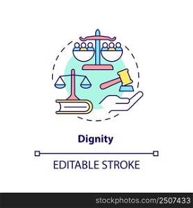 Dignity concept icon. Human rights. International cooperation concept abstract idea thin line illustration. Isolated outline drawing. Editable stroke. Arial, Myriad Pro-Bold fonts used. Dignity concept icon