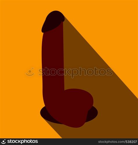 Dildo sex toy icon in flat style on a yellow background. Dildo sex toy icon, flat style