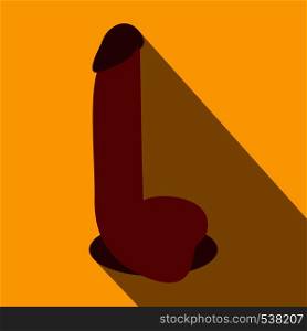 Dildo sex toy icon in flat style on a yellow background. Dildo sex toy icon, flat style