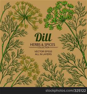 dill vector frame on color background. dill vector frame