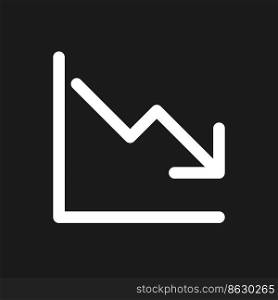 Diminution dark mode glyph ui icon. Forecast. Business analytics. User interface design. White silhouette symbol on black space. Solid pictogram for web, mobile. Vector isolated illustration. Diminution dark mode glyph ui icon