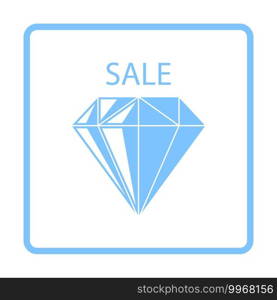 Dimond With Sale Sign Icon. Blue Frame Design. Vector Illustration.