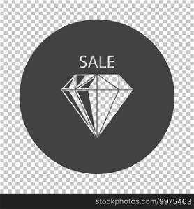 Dimond With Sale Sign Icon. Subtract Stencil Design on Tranparency Grid. Vector Illustration.