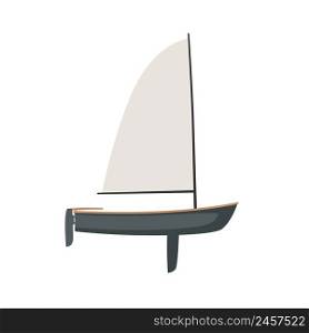 Dinghy with sail in flat style on a white background. Sailing boat illustration.. Dinghy in flat style on a white background.
