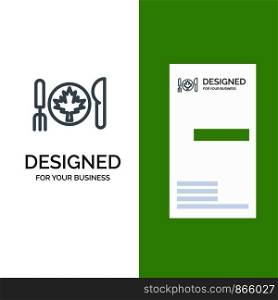 Dinner, Autumn, Canada, Leaf Grey Logo Design and Business Card Template