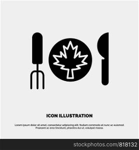 Dinner, Autumn, Canada, Leaf solid Glyph Icon vector