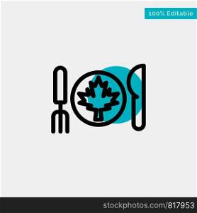 Dinner, Autumn, Canada, Leaf turquoise highlight circle point Vector icon