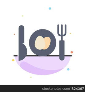 Dinner, Egg, Easter Abstract Flat Color Icon Template