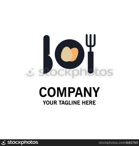 Dinner, Egg, Easter Business Logo Template. Flat Color