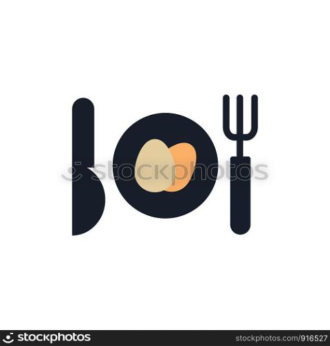 Dinner, Egg, Easter Flat Color Icon. Vector icon banner Template