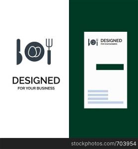 Dinner, Egg, Easter Grey Logo Design and Business Card Template