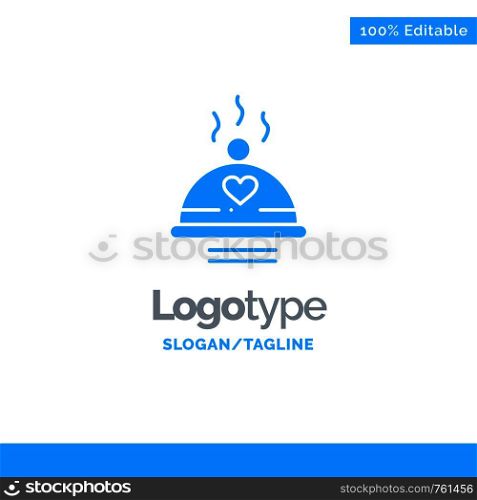 Dinner, Food, Bbq, Love, Valentine Blue Solid Logo Template. Place for Tagline